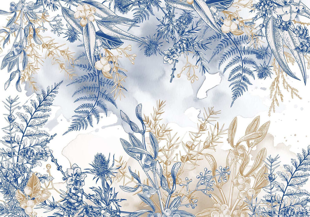 Motivo floral azul y blanco Motivo floral azul y blanco