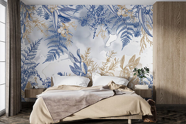 Motivo floral azul y blanco Motivo floral azul y blanco