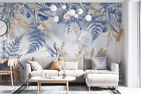 Motivo floral azul y blanco Motivo floral azul y blanco