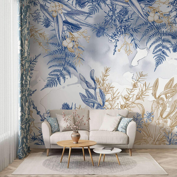 Motivo floral azul y blanco Motivo floral azul y blanco