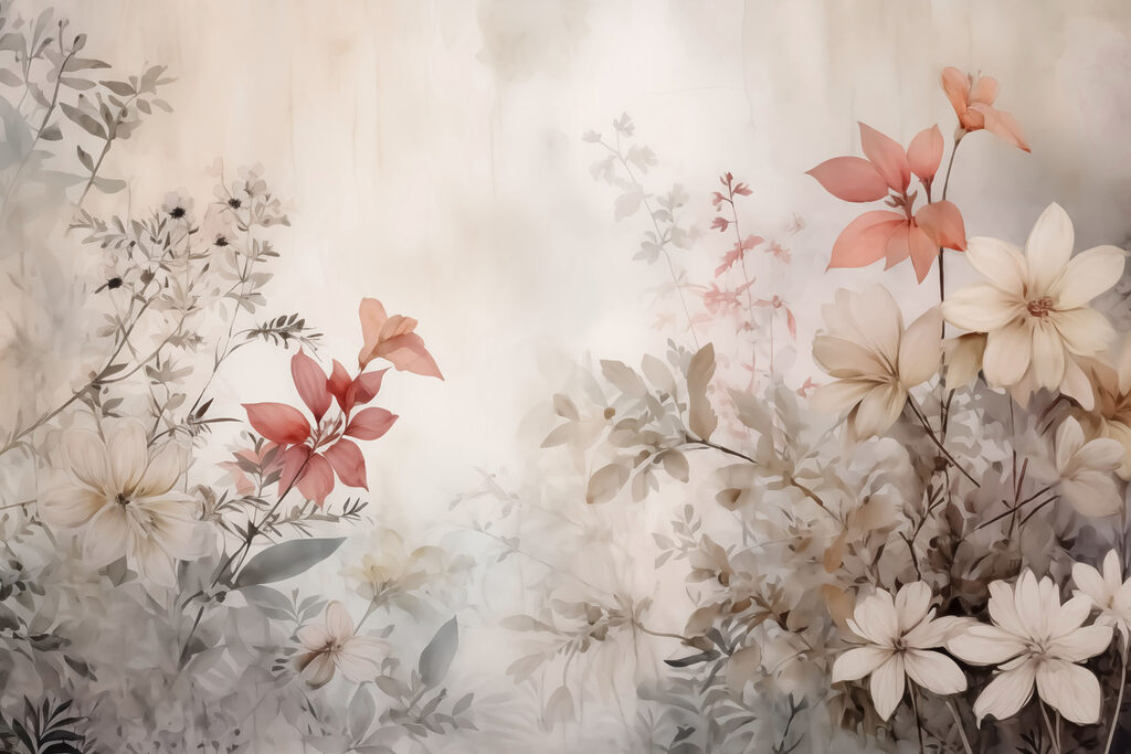 Pintura de flores en una pared Pintura de flores en una pared
