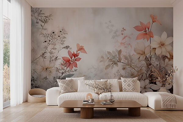 Pintura de flores en una pared Pintura de flores en una pared