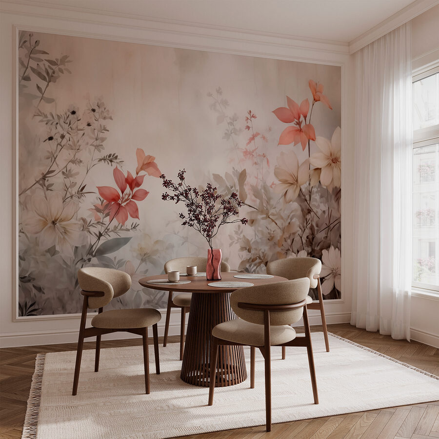 Pintura de flores en una pared