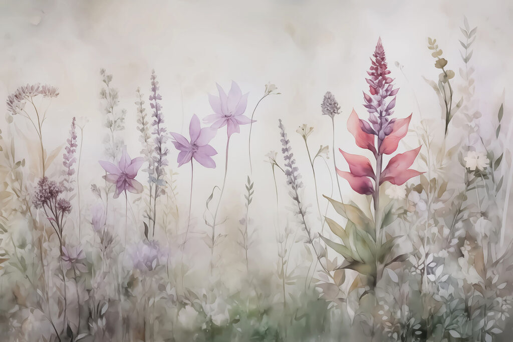 Pintura de flores en un campo Pintura de flores en un campo