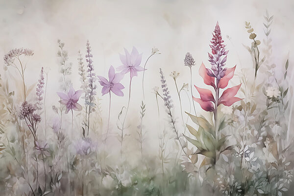 Pintura de flores en un campo Pintura de flores en un campo