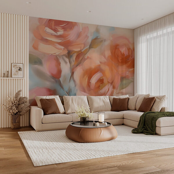 Fotomurales Fotomurales Pintura de flores sobre una superficie blanca (SKU: w02923)