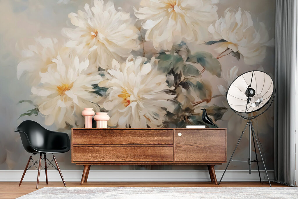 Painting of white flowers Painting of white flowers