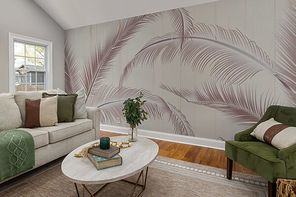 Fotomurales Fotomurales Elegantes hojas de palmera sobre fondo claro (SKU: w08685)
