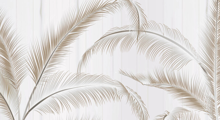 Fotomurales Elegantes hojas de palmera sobre fondo claro - Imagen 3