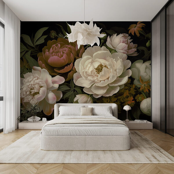 Grupo de flores sobre fondo negro Grupo de flores sobre fondo negro