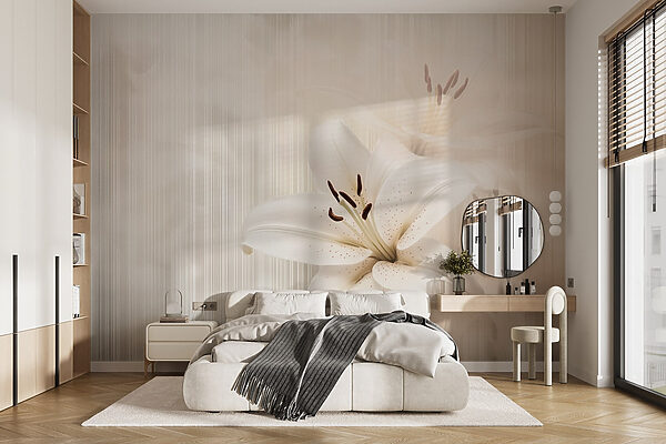 Fotomurales Fotomurales Elegantes lirios blancos en tonos suaves (SKU: w08676)