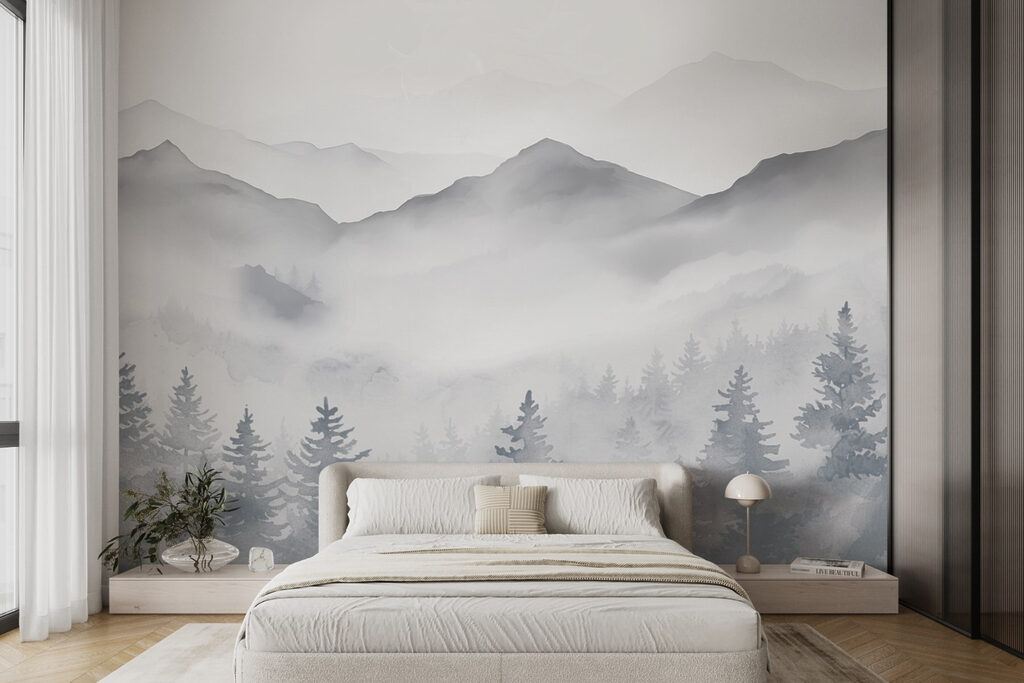 Landscape of mountains and trees