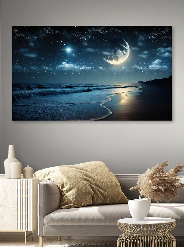 Moon and stars over a beach Moon and stars over a beach