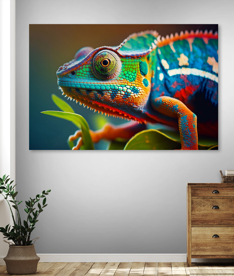 Colorful lizard on a leaf