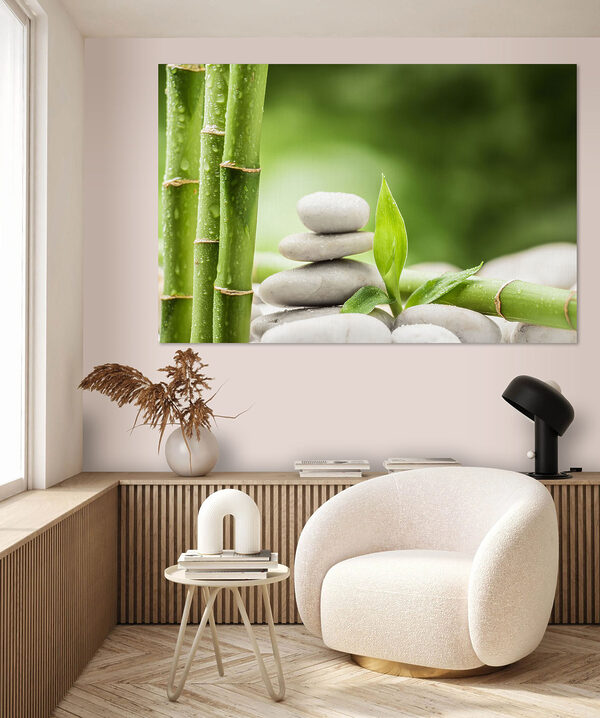 Stack of rocks and bamboo