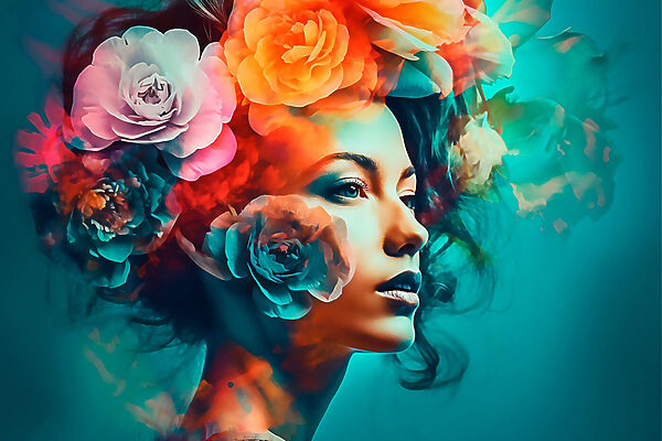 Woman with flowers in her hair Woman with flowers in her hair