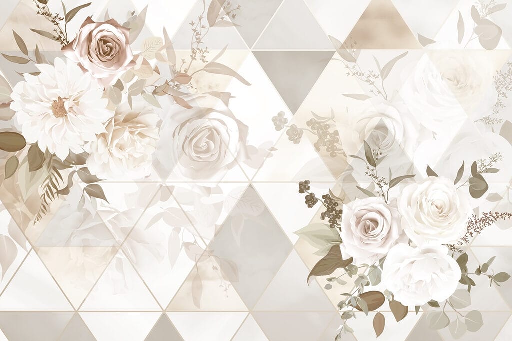 Papel pintado con flores y triángulos Papel pintado con flores y triángulos
