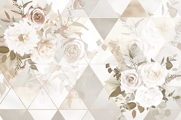 Papel pintado con flores y triángulos Papel pintado con flores y triángulos