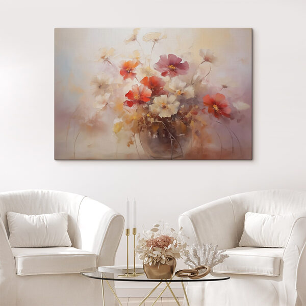Painting of flowers in a glass vase Painting of flowers in a glass vase