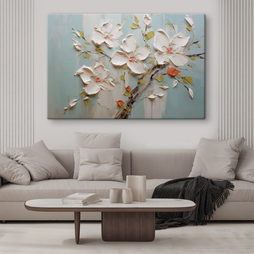 Painting of flowers on a blue background Painting of flowers on a blue background