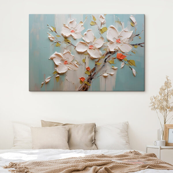 Painting of flowers on a blue background Painting of flowers on a blue background