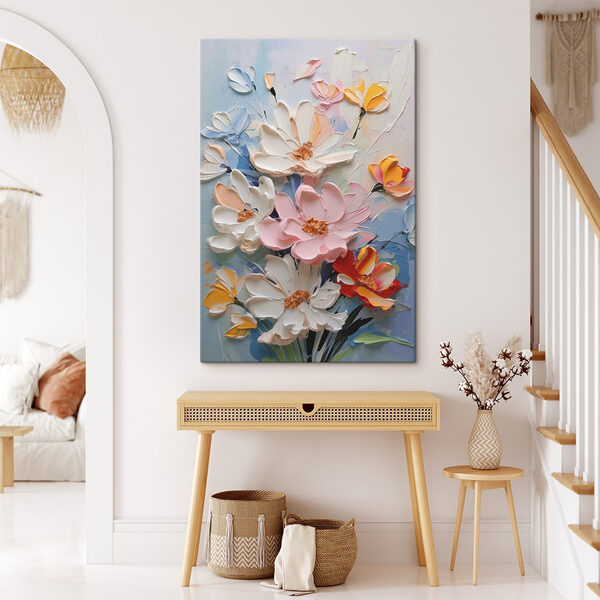 Painting of flowers on a wall Painting of flowers on a wall