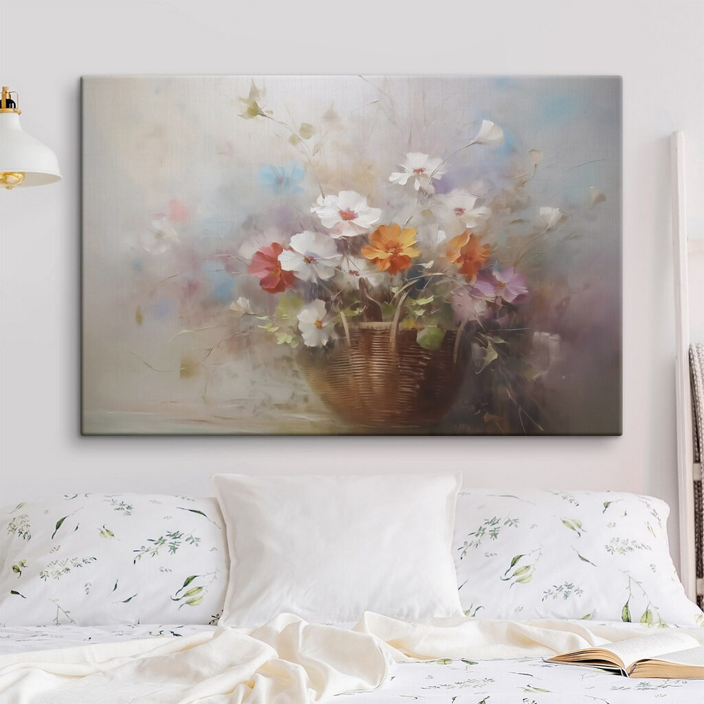 Painting of flowers in a basket Painting of flowers in a basket