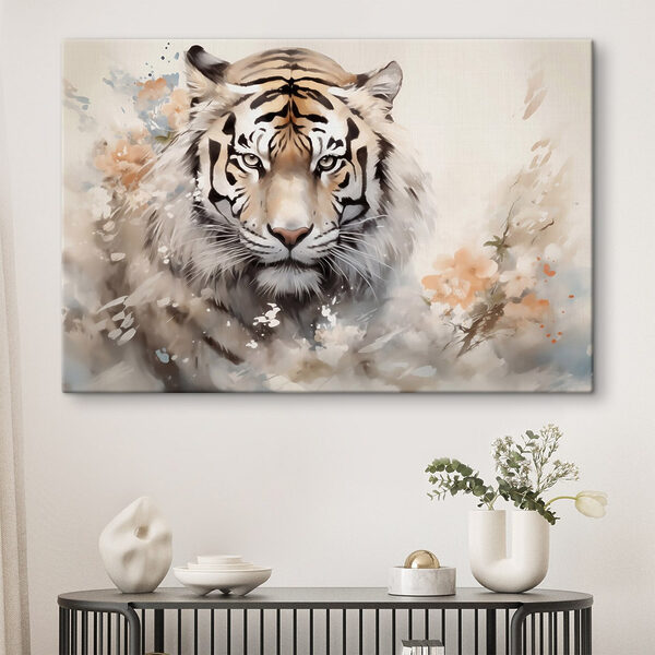 Cuadros Un tigre con flores al fondo (SKU: s42421) Cuadros Cuadros Un tigre con flores al fondo (SKU: s42421)