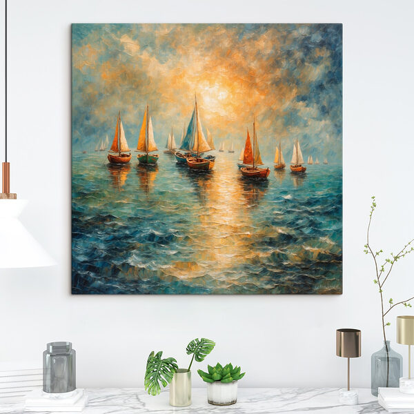 Cuadros Cuadros Grupo de barcos en el agua (SKU: s42251)