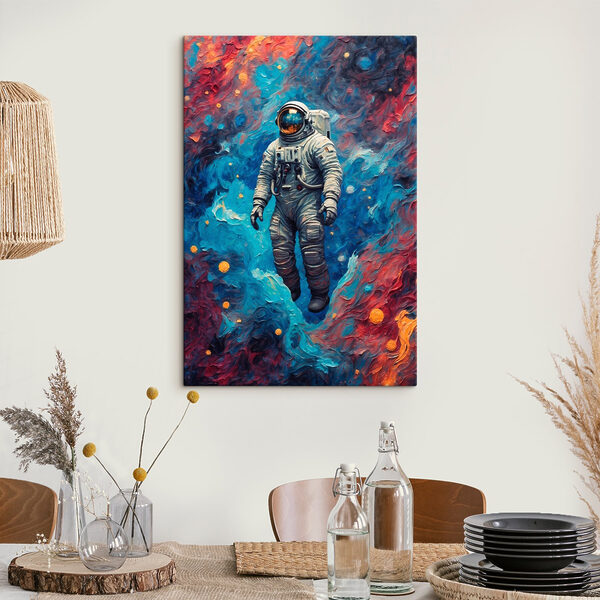 An astronaut in space with colorful background An astronaut in space with colorful background