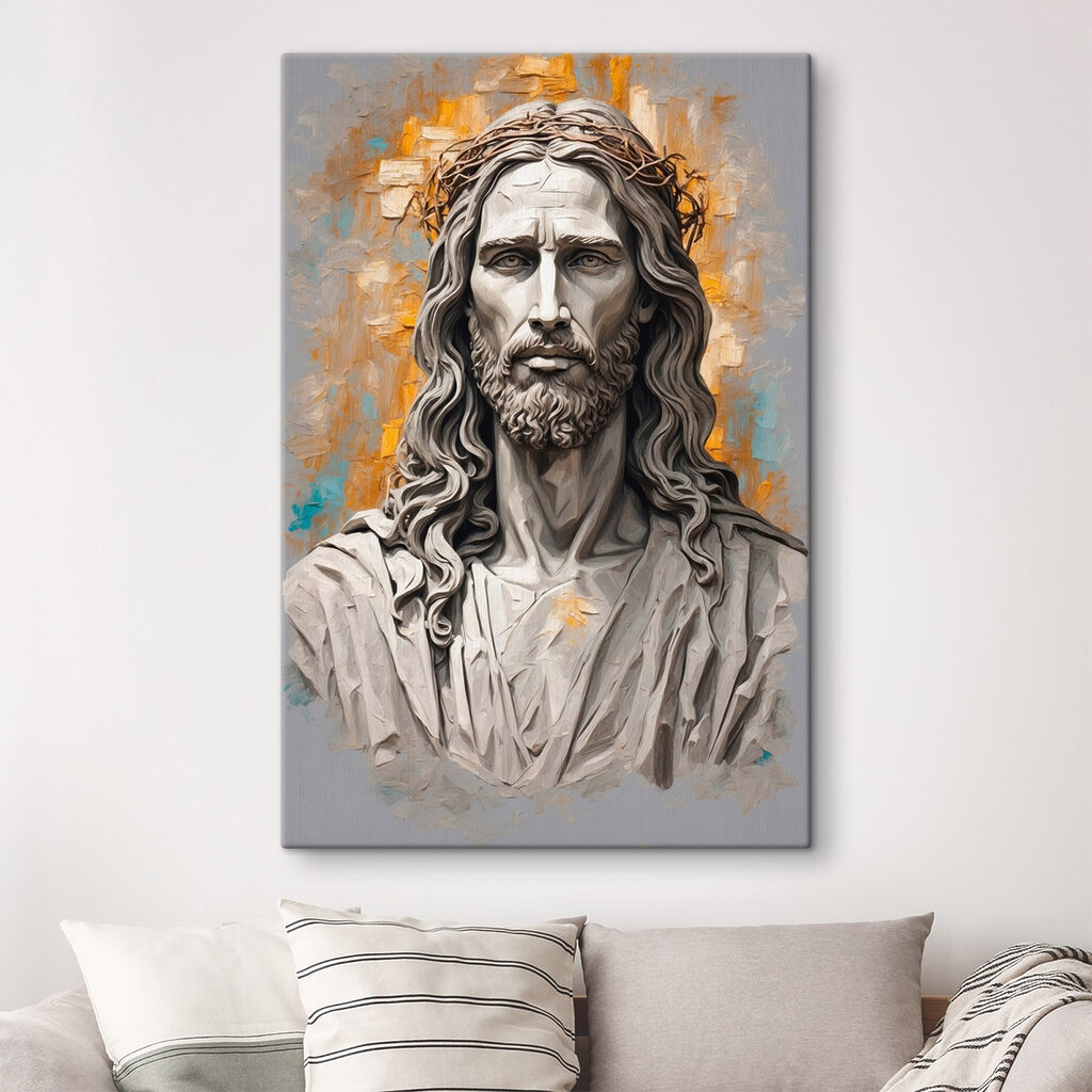 Statue of a man with a crown of thorns