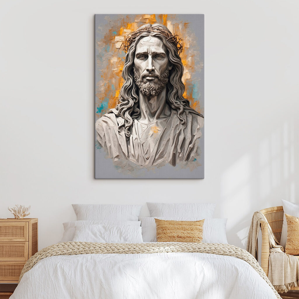 Statue of a man with a crown of thorns