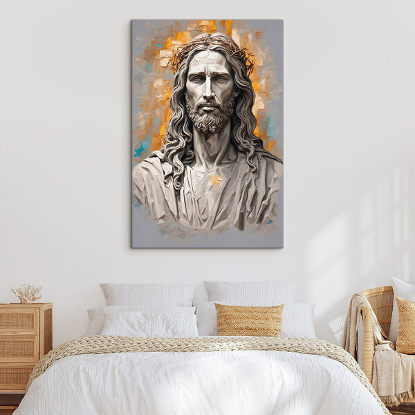 Statue of a man with a crown of thorns