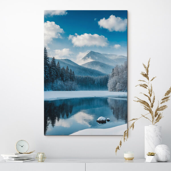 Cuadros Lago con nieve y árboles al fondo (SKU: s42278) Cuadros Cuadros Lago con nieve y árboles al fondo (SKU: s42278)