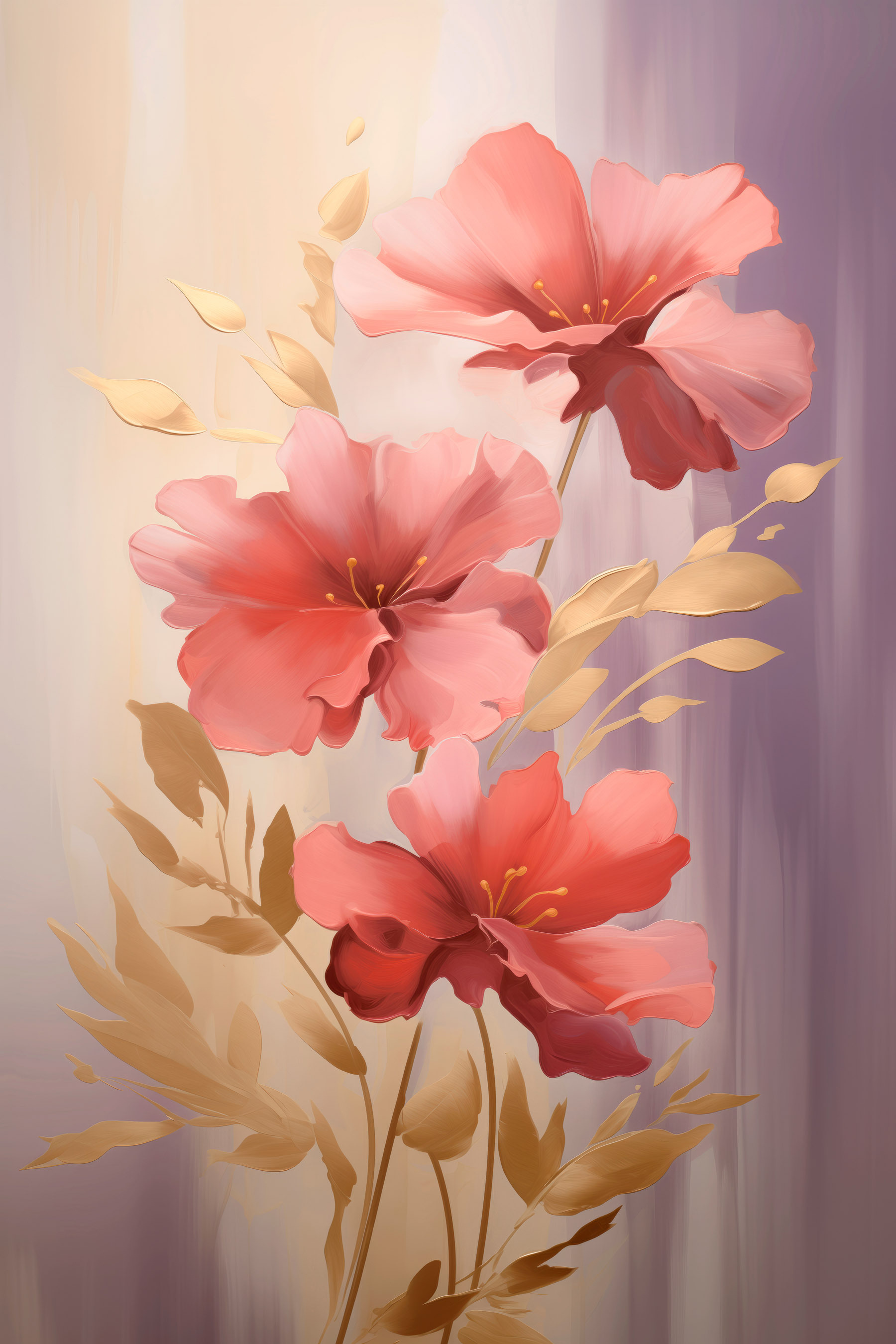 Painting of pink flowers Painting of pink flowers