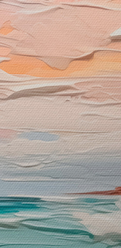 Painting of a beach and ocean Painting of a beach and ocean