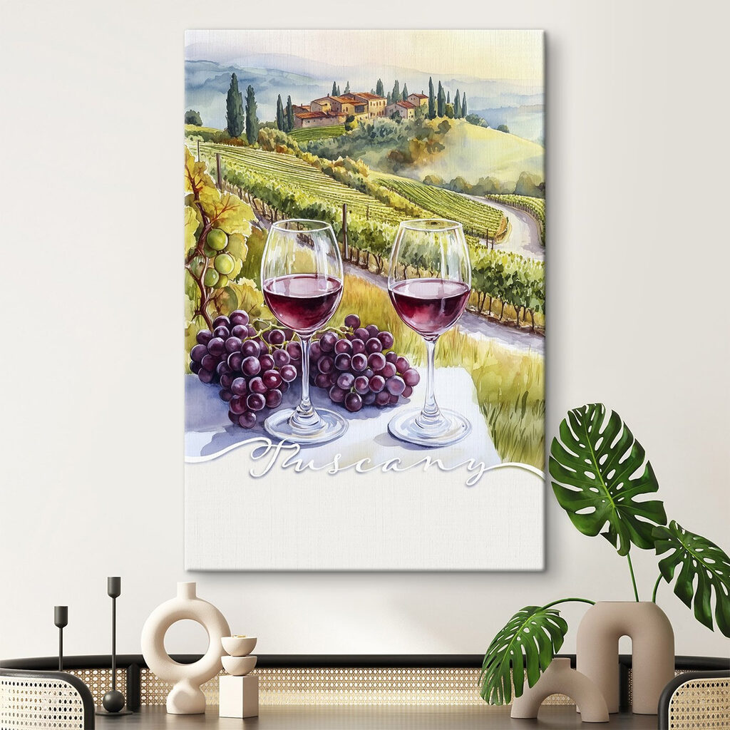 Wine glasses and grapes on a table