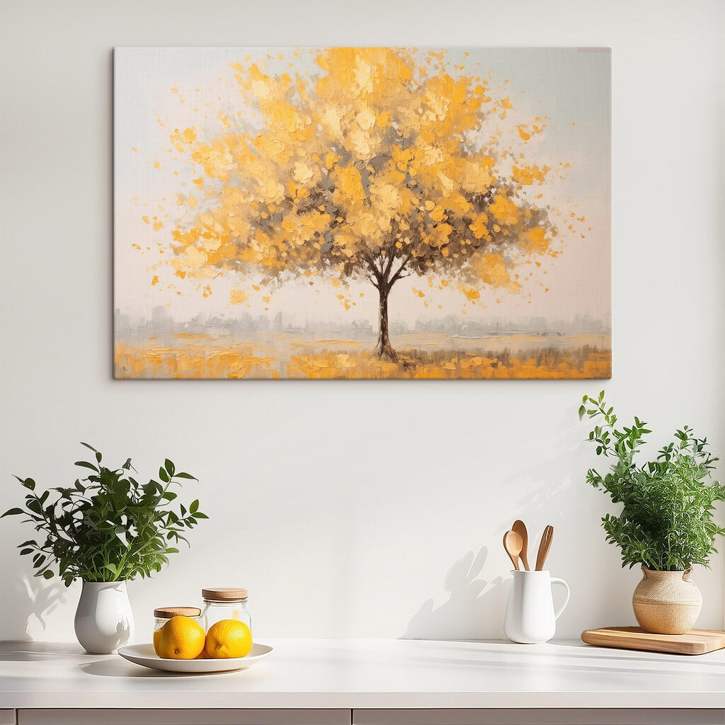 Painting of a tree with yellow leaves Painting of a tree with yellow leaves