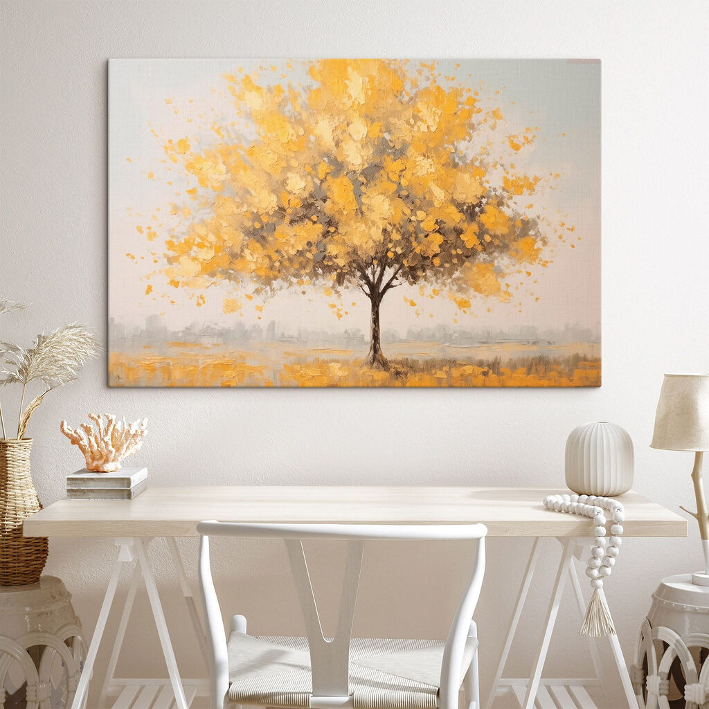Painting of a tree with yellow leaves Painting of a tree with yellow leaves