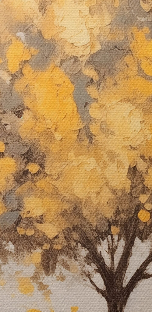 Painting of a tree with yellow leaves Painting of a tree with yellow leaves
