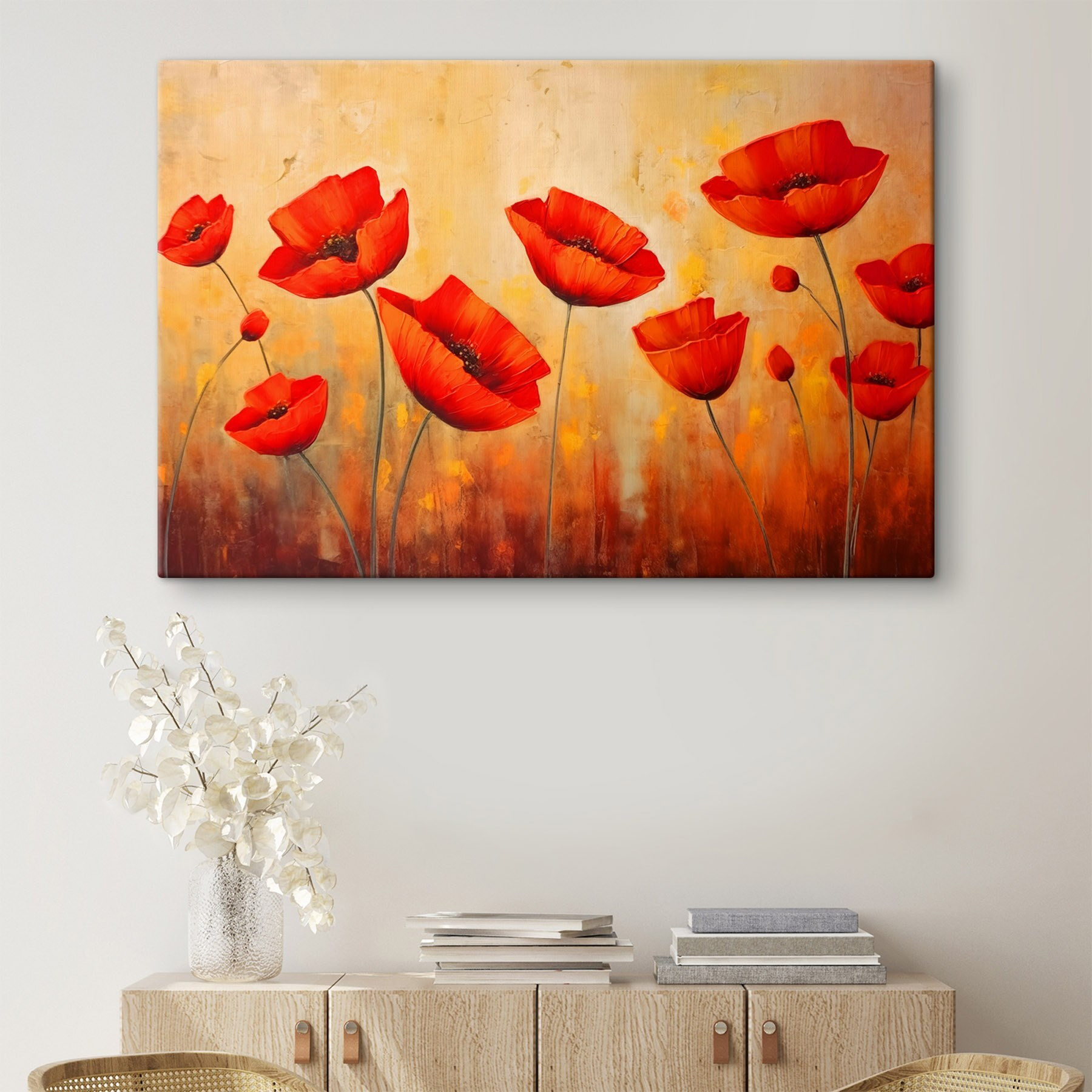 Painting of red flowers Painting of red flowers