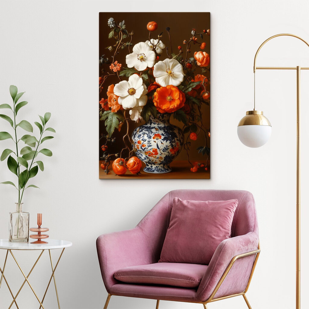Painting of flowers in a vase Painting of flowers in a vase