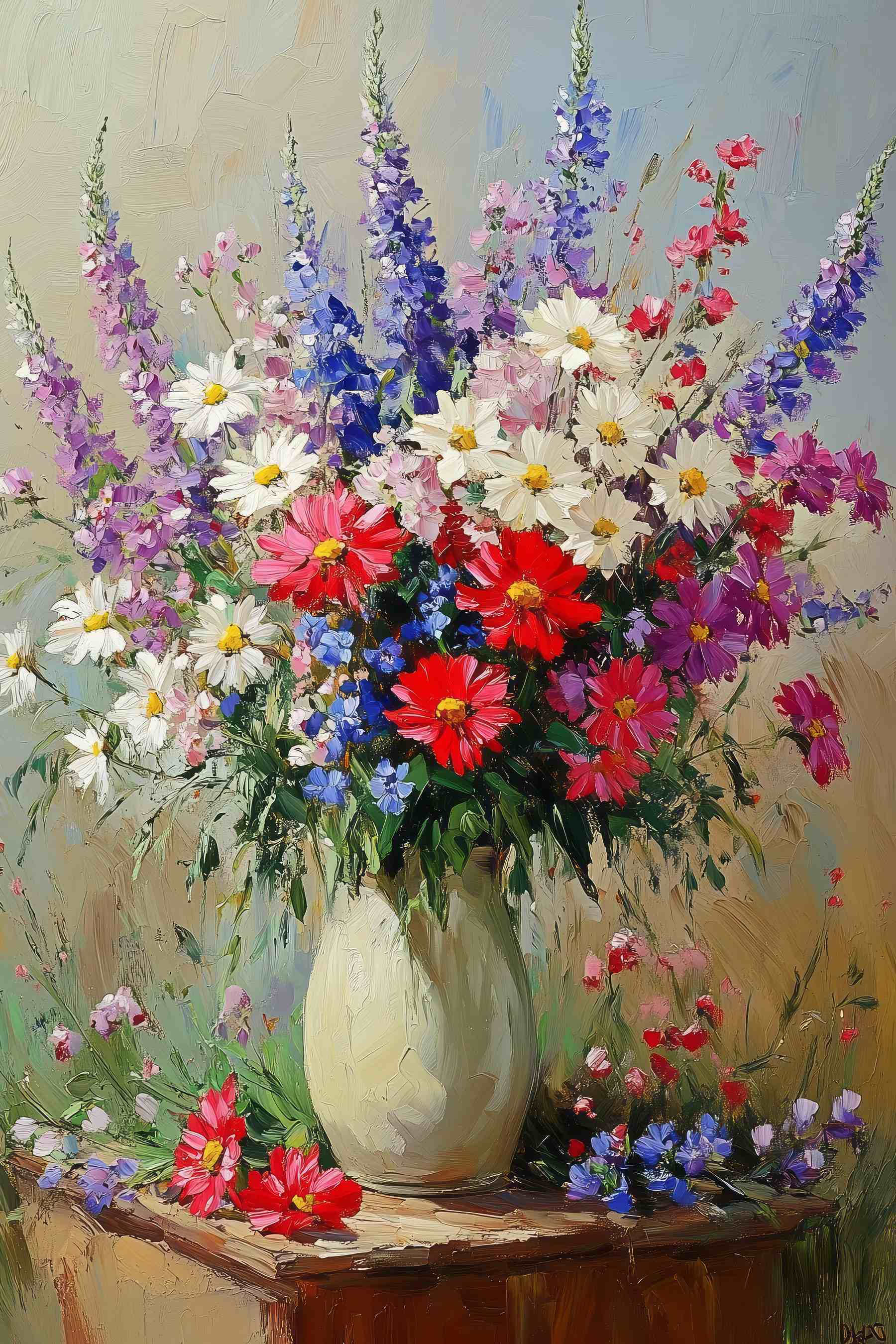 Painting of a vase of flowers