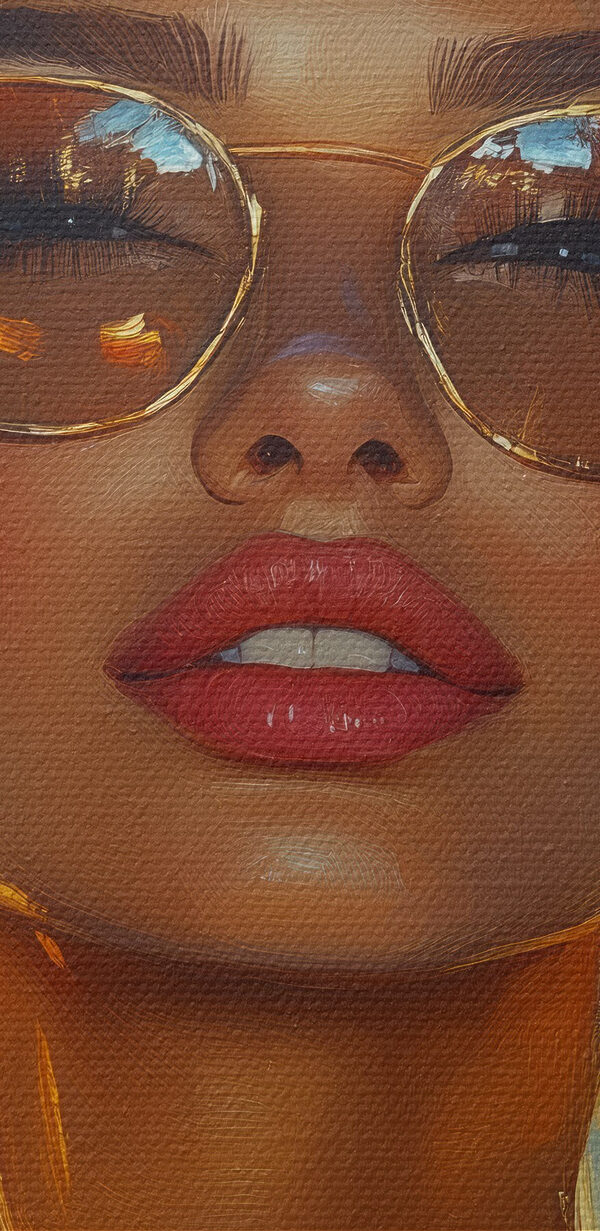 Woman with flowers in her hair and sunglasses
