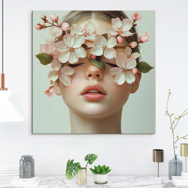 Cuadros Mujer con flores en la cara