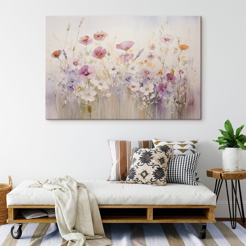 Painting of flowers in a field Painting of flowers in a field