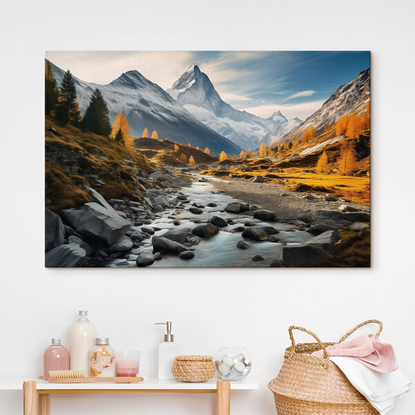 Cuadros Un río que discurre por un valle con montañas al fondo (SKU: s42564) Cuadros Cuadros Un río que discurre por un valle con montañas al fondo (SKU: s42564)