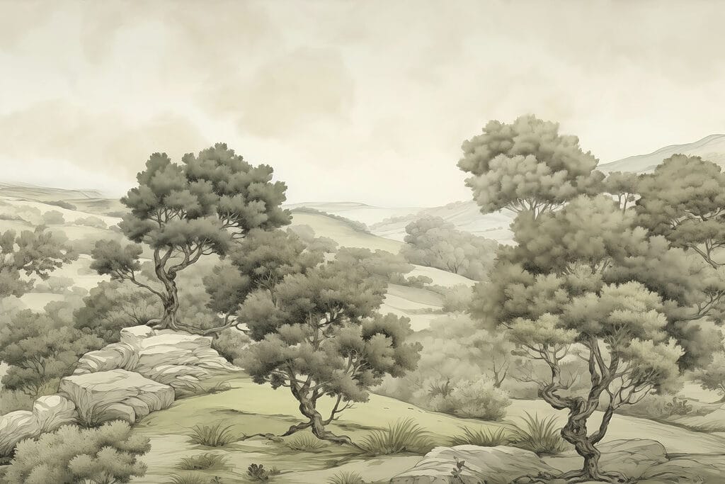 Paisaje con árboles y rocas Paisaje con árboles y rocas
