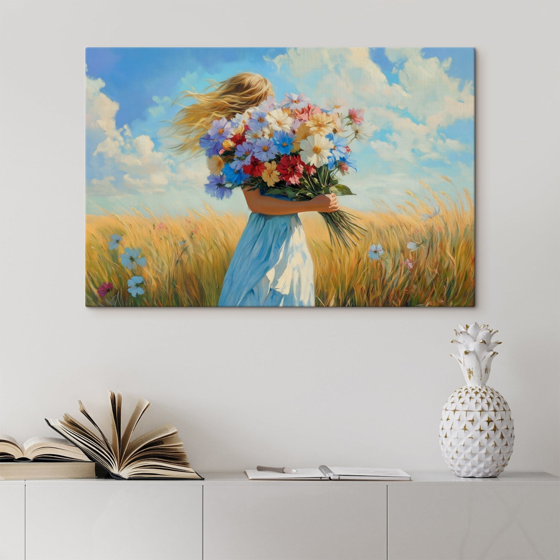 Woman holding a bouquet of flowers
