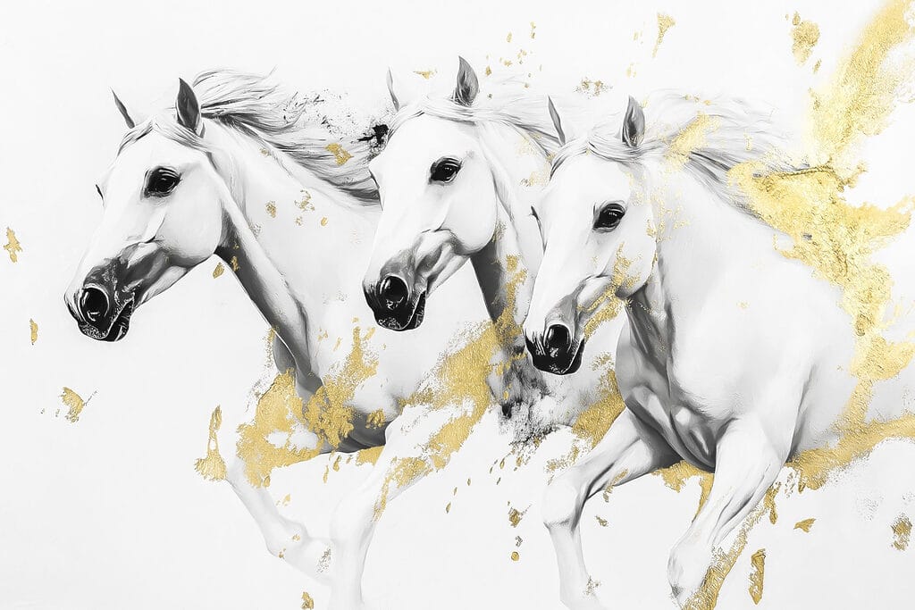 Group of white horses running Group of white horses running